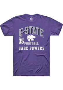 Gabe Powers  K-State Wildcats Purple Rally Football NIL Arch Logo Short Sleeve T Shirt