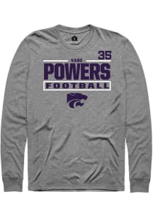 Gabe Powers  K-State Wildcats Graphite Rally Football NIL Stacked Box Long Sleeve T Shirt