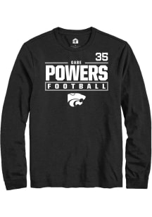 Gabe Powers  K-State Wildcats Black Rally Football NIL Stacked Box Long Sleeve T Shirt
