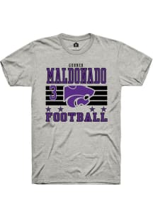 Gunner Maldonado  K-State Wildcats Ash Rally Football NIL Striped Short Sleeve T Shirt