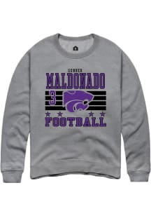 Gunner Maldonado  Rally K-State Wildcats Mens Grey Football NIL Striped Long Sleeve Crew Sweatshir..