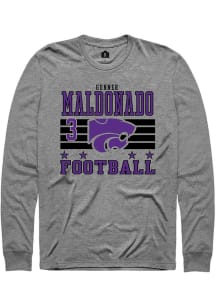 Gunner Maldonado  K-State Wildcats Grey Rally Football NIL Striped Long Sleeve T Shirt