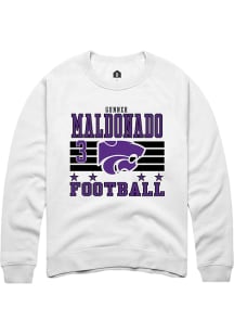 Gunner Maldonado  Rally K-State Wildcats Mens White Football NIL Striped Long Sleeve Crew Sweatshi..