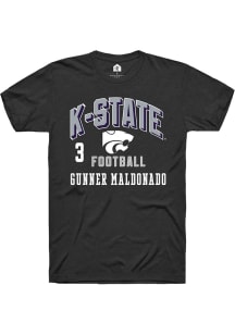 Gunner Maldonado  K-State Wildcats Black Rally Football NIL Arch Logo Short Sleeve T Shirt