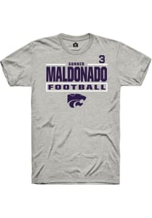 Gunner Maldonado  K-State Wildcats Ash Rally Football NIL Stacked Box Short Sleeve T Shirt