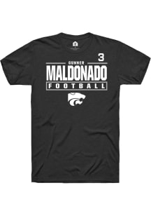 Gunner Maldonado  K-State Wildcats Black Rally Football NIL Stacked Box Short Sleeve T Shirt