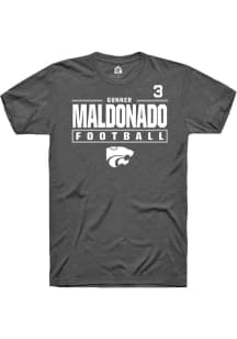 Gunner Maldonado  K-State Wildcats Grey Rally Football NIL Stacked Box Short Sleeve T Shirt