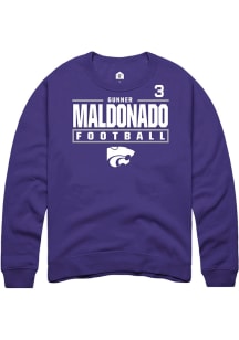 Gunner Maldonado  Rally K-State Wildcats Mens Purple Football NIL Stacked Box Long Sleeve Crew Swe..