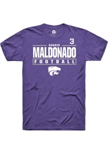 Gunner Maldonado  K-State Wildcats Purple Rally Football NIL Stacked Box Short Sleeve T Shirt