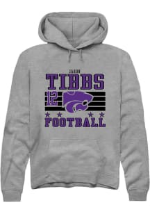 Jaron Tibbs  Rally K-State Wildcats Mens Grey Football NIL Striped Long Sleeve Hoodie
