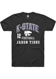 Jaron Tibbs  K-State Wildcats Black Rally Football NIL Arch Logo Short Sleeve T Shirt