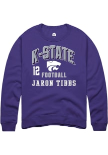 Jaron Tibbs  Rally K-State Wildcats Mens Purple Football NIL Arch Logo Long Sleeve Crew Sweatshirt