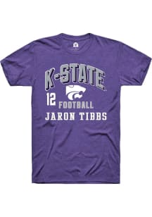 Jaron Tibbs  K-State Wildcats Purple Rally Football NIL Arch Logo Short Sleeve T Shirt