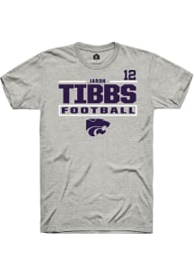 Jaron Tibbs  K-State Wildcats Ash Rally Football NIL Stacked Box Short Sleeve T Shirt