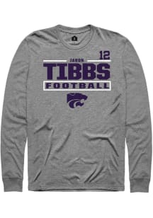 Jaron Tibbs  K-State Wildcats Graphite Rally Football NIL Stacked Box Long Sleeve T Shirt