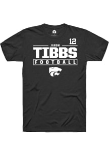 Jaron Tibbs  K-State Wildcats Black Rally Football NIL Stacked Box Short Sleeve T Shirt