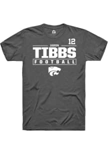 Jaron Tibbs  K-State Wildcats Grey Rally Football NIL Stacked Box Short Sleeve T Shirt