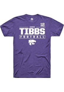 Jaron Tibbs  K-State Wildcats Purple Rally Football NIL Stacked Box Short Sleeve T Shirt