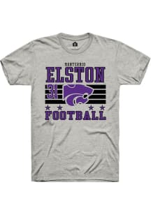Monterrio Elston  K-State Wildcats Ash Rally Football NIL Striped Short Sleeve T Shirt