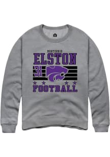 Monterrio Elston  Rally K-State Wildcats Mens Grey Football NIL Striped Long Sleeve Crew Sweatshir..