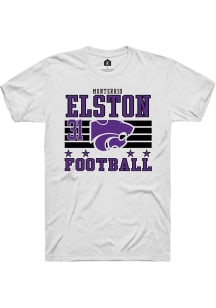 Monterrio Elston  K-State Wildcats White Rally Football NIL Striped Short Sleeve T Shirt