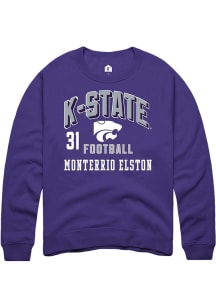 Monterrio Elston  Rally K-State Wildcats Mens Purple Football NIL Arch Logo Long Sleeve Crew Sweat..