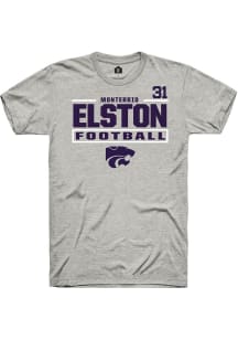 Monterrio Elston  K-State Wildcats Ash Rally Football NIL Stacked Box Short Sleeve T Shirt