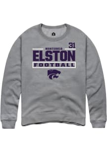 Monterrio Elston  Rally K-State Wildcats Mens Graphite Football NIL Stacked Box Long Sleeve Crew S..