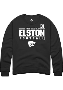 Monterrio Elston  Rally K-State Wildcats Mens Black Football NIL Stacked Box Long Sleeve Crew Swea..