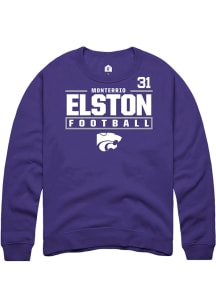 Monterrio Elston  Rally K-State Wildcats Mens Purple Football NIL Stacked Box Long Sleeve Crew Swe..
