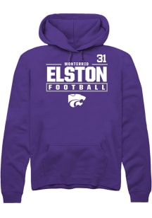 Monterrio Elston  Rally K-State Wildcats Mens Purple Football NIL Stacked Box Long Sleeve Hoodie