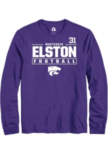 Monterrio Elston  K-State Wildcats Purple Rally Football NIL Stacked Box Long Sleeve T Shirt