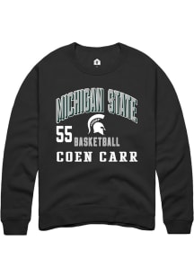 Coen Carr  Rally Michigan State Spartans Mens Black NIL Arch Logo Long Sleeve Crew Sweatshirt