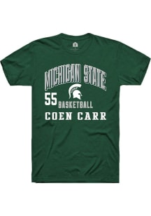 Coen Carr  Michigan State Spartans Green Rally NIL Arch Logo Short Sleeve T Shirt