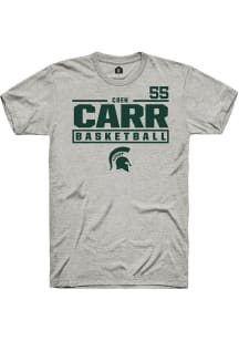 Coen Carr  Michigan State Spartans Ash Rally NIL Stacked Box Short Sleeve T Shirt