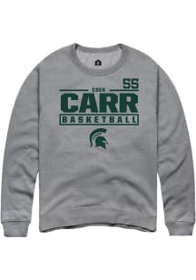 Coen Carr  Rally Michigan State Spartans Mens Graphite NIL Stacked Box Long Sleeve Crew Sweatshirt