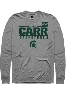 Coen Carr  Michigan State Spartans Graphite Rally NIL Stacked Box Long Sleeve T Shirt