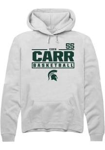 Coen Carr  Rally Michigan State Spartans Mens White NIL Stacked Box Long Sleeve Hoodie