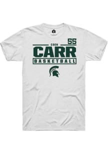 Coen Carr  Michigan State Spartans White Rally NIL Stacked Box Short Sleeve T Shirt