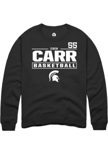 Coen Carr  Rally Michigan State Spartans Mens Black NIL Stacked Box Long Sleeve Crew Sweatshirt
