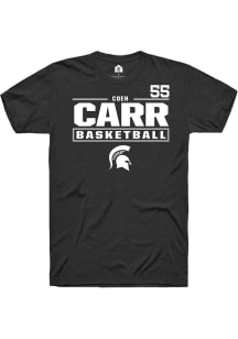 Coen Carr  Michigan State Spartans Black Rally NIL Stacked Box Short Sleeve T Shirt