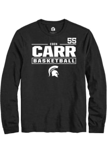 Coen Carr  Michigan State Spartans Black Rally NIL Stacked Box Long Sleeve T Shirt