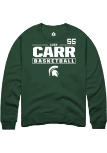 Coen Carr  Rally Michigan State Spartans Mens Green NIL Stacked Box Long Sleeve Crew Sweatshirt