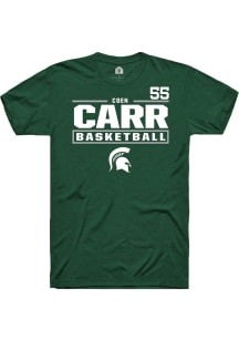 Coen Carr  Michigan State Spartans Green Rally NIL Stacked Box Short Sleeve T Shirt