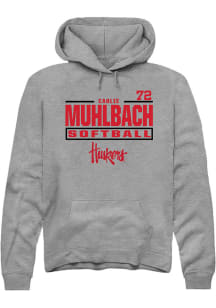 Carlie Muhlbach  Rally Nebraska Cornhuskers Mens Graphite NIL Stacked Box Long Sleeve Hoodie