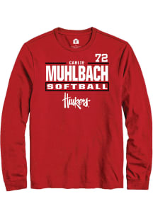 Carlie Muhlbach  Nebraska Cornhuskers Red Rally NIL Stacked Box Long Sleeve T Shirt