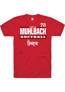 Carlie Muhlbach  Nebraska Cornhuskers Red Rally NIL Stacked Box Short Sleeve T Shirt