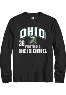 Dominic Konopka  Ohio Bobcats Black Rally Football NIL Arch Logo Long Sleeve T Shirt