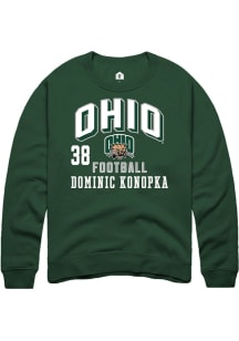 Dominic Konopka  Rally Ohio Bobcats Mens Green Football NIL Arch Logo Long Sleeve Crew Sweatshirt