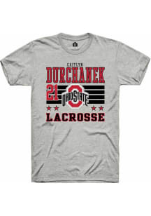 Caitlyn Durchanek  Ohio State Buckeyes Ash Rally NIL Striped Short Sleeve T Shirt